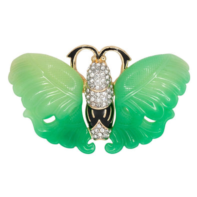Jade and Enamel Butterfly Pin
