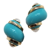 Turquoise Shell Clip Earrings