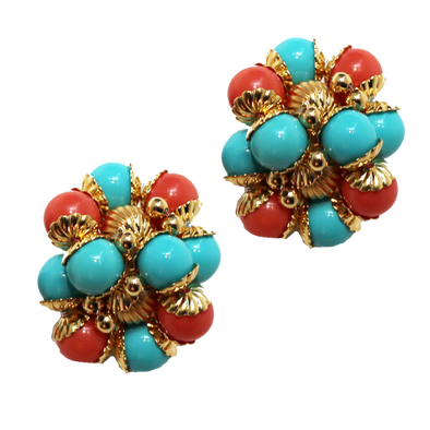 Coral and Turquoise Earrings