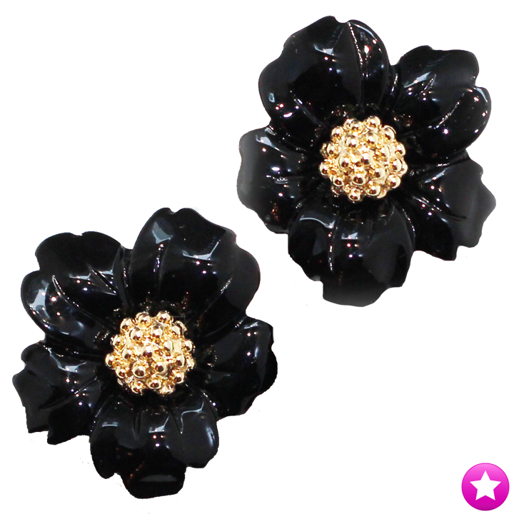 Black Flower Earrings – Gale Grant