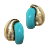 Turquoise and Gold Clip Earrings