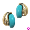 Turquoise and Gold Clip Earrings