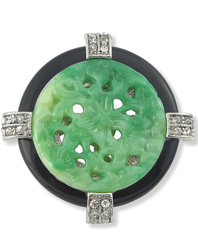 Jade Art Deco Circle Pin