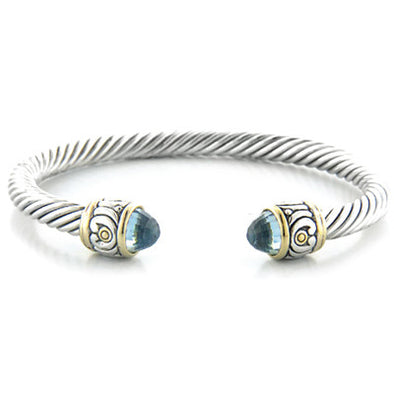 Nouveau Small Plain Wire Cuff With Stone Tip