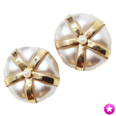 Pearl Button Clip Earrings