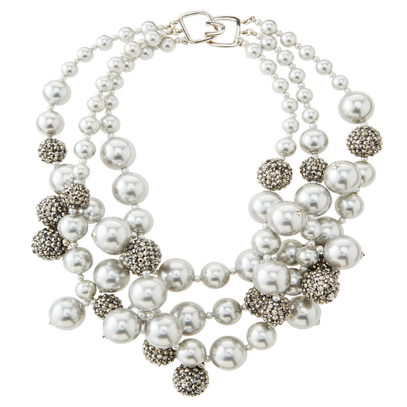 Grey Pearl Pave Bauble Necklace