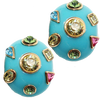 Turquoise Gem Oval Clip Earrings