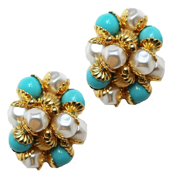 Turquoise and Pearl Earrings
